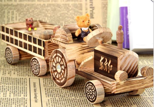 包邮新款上市木制车模型东方红拖拉机儿童特爱成品木质仿真车